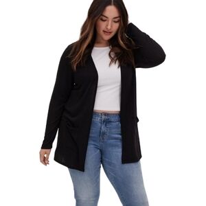 Torrid Hacci Open Front Lightweight Cardigan in Deep Black - Sz 3/3X/22-24